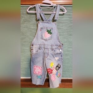 Levi's Light Blue Kids Overalls with Strawberry and Flower Design